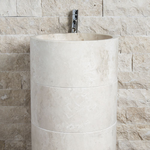 Bodenstehendes Waschbecken - COLONNA - PIETRE DI RAPOLANO PDR SRL - Stein / rund / modern