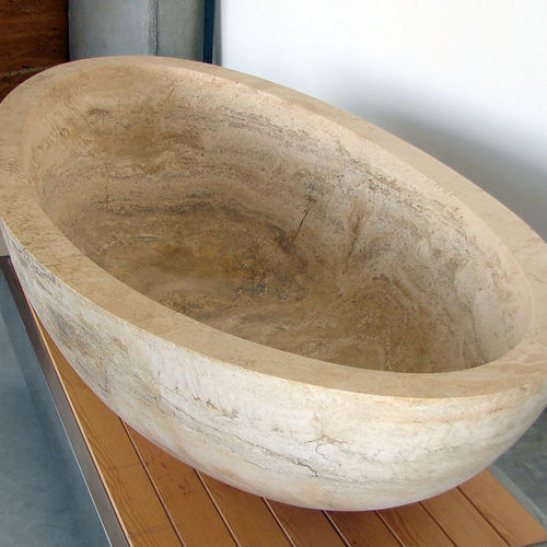 Ovale Badewanne - OVALE - PIETRE DI RAPOLANO PDR SRL - freistehend / Travertin
