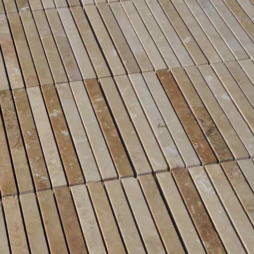 Travertin-Mosaikfliese - MINI PLANKS HF - PIETRE DI RAPOLANO PDR SRL - glatt / für Außenbereich / für Badezimmer