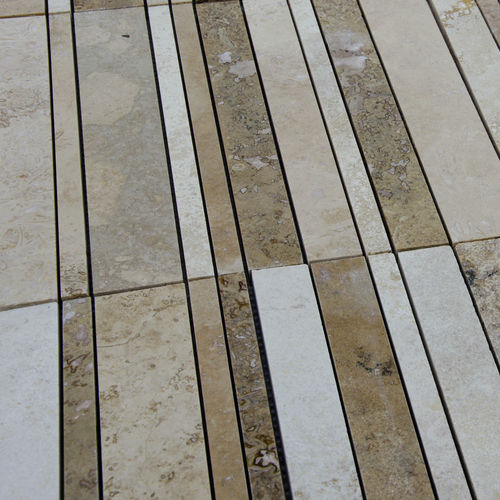 Travertin-Mosaikfliese - BARS HF TUSCANY MIX - PIETRE DI RAPOLANO PDR SRL - poliert / für Außenbereich / für Küche