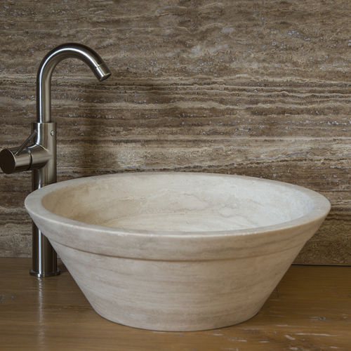 Aufsatzwaschbecken - GAIOLE CH - PIETRE DI RAPOLANO PDR SRL - Travertin / konisch / modern