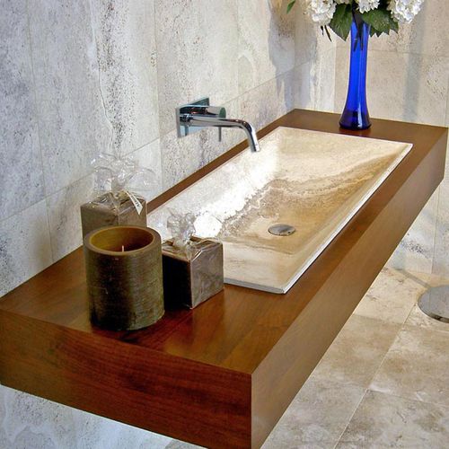 Holz-Waschtischplatte - GREVE - PIETRE DI RAPOLANO PDR SRL