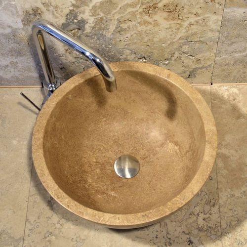 Aufsatzwaschbecken - FIANO SC - PIETRE DI RAPOLANO PDR SRL - Travertin / rund / modern