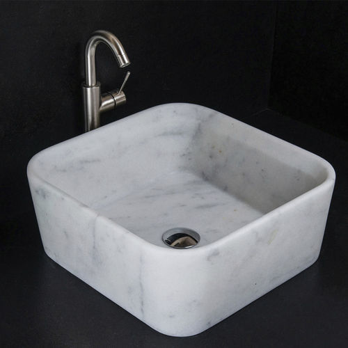 Aufsatzwaschbecken - SQUARE CARRARA T - PIETRE DI RAPOLANO PDR SRL - Marmor / Mattfinish / Hochglanz