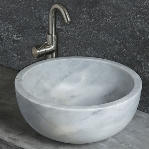 Aufsatzwaschbecken - FIANO GREY  - PIETRE DI RAPOLANO PDR SRL - Marmor / Hochglanz / rund