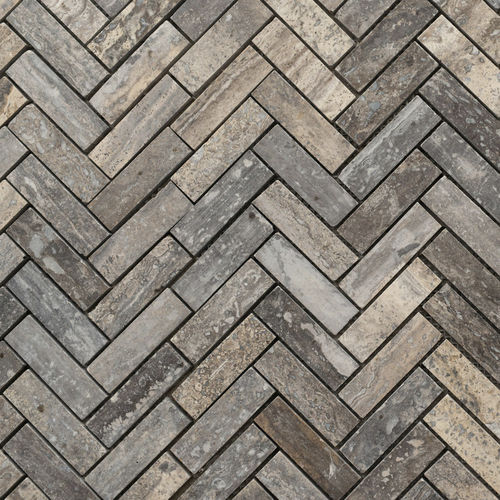 Travertin-Mosaikfliese - SPINA PICCOLA BLACK  - PIETRE DI RAPOLANO PDR SRL - poliert / glatt / Antikoptik