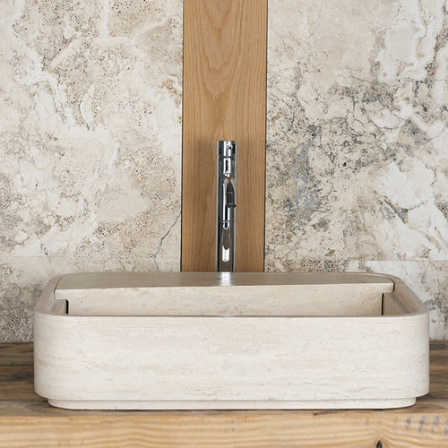Aufsatzwaschbecken - LOADED - PIETRE DI RAPOLANO PDR SRL - Travertin / Mattfinish / rechteckig
