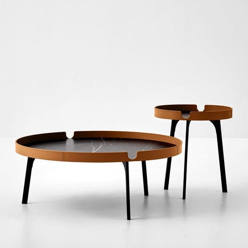 Moderner Couchtisch - GABRI - Bolzan Srl-Società Benefit - Leder / Stein / Gestell aus lackiertem Holz