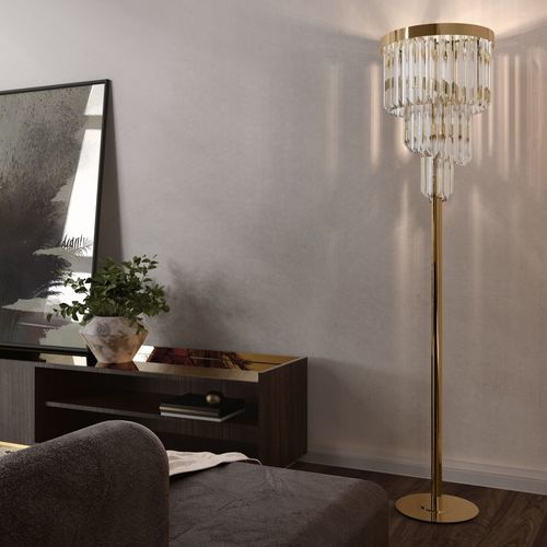 Stehleuchte - ROYAL - Ccastro Lighting - Messing mit Goldauflage / Kristall / klassisch