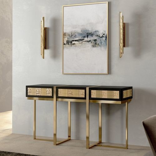 Moderner Konsolentisch - MONDRIAN - Ccastro Lighting - Holz / Messing / goldfarbenes Metall