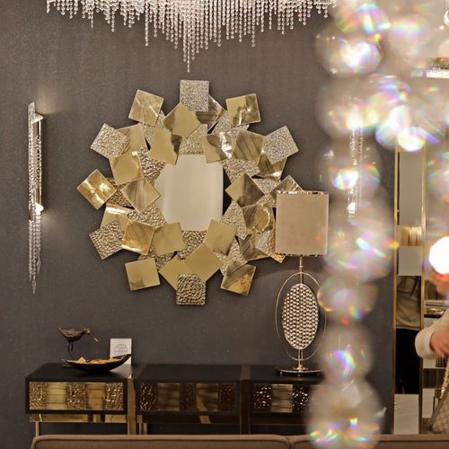 Wandmontierter Spiegel - MONDRIAN - Ccastro Lighting - originelles Design / Messing / gold