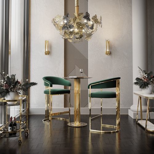Moderner Barstuhl - HARP  - Ccastro Lighting - für den Innenraum / Samt / Gestell aus Messing