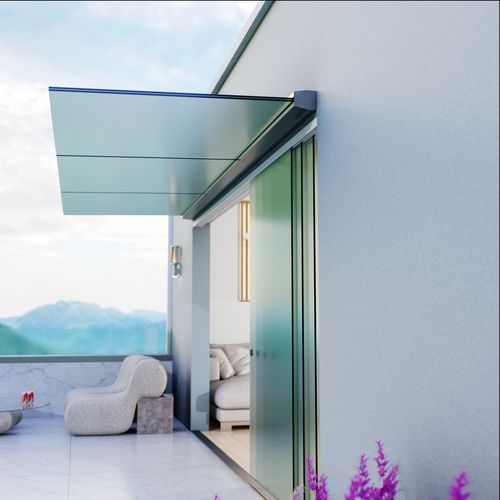 Vordach für Tür - LIBRA 2.0 - GFS Design - für Geschäftsgebäude / Aluminium / Glas