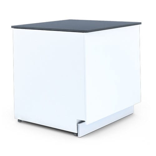 Modularer Verkaufstresen für Geschäfte - LADA CUBE 2 LS P - IGLOO - Holz / melaminbeschichtet / Edelstahl