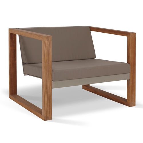 Moderner Sessel - POLTRONA LOUNGE TEAK - FueraDentro - Batyline® / Teakholz / weiß