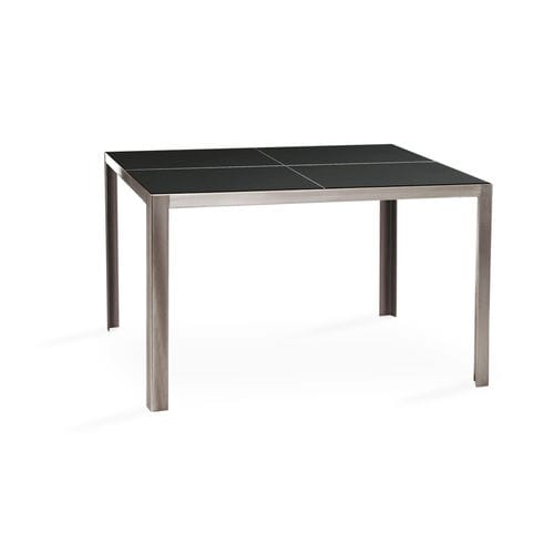 Moderner Tisch - NIMIO 140 - FueraDentro - Hartglas / Stein / Gestell aus rostfreiem Edelstahl