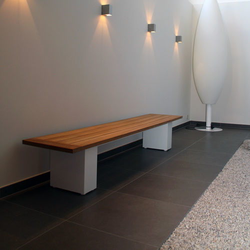 Moderne Gartenbank - DOBLE BENCH 160 & 240 - FueraDentro - Teakholz / Edelstahl / ohne Rückenlehne