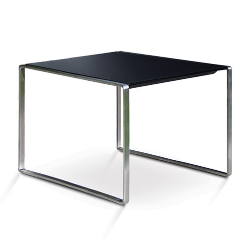 Moderner Beistelltisch - MESONA 50 - FueraDentro - Teakholz / Glas / Gestell aus rostfreiem Edelstahl