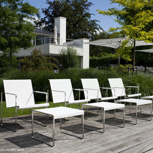 Moderner Sessel - POLTRONA - FueraDentro - Batyline® / Edelstahl / grau
