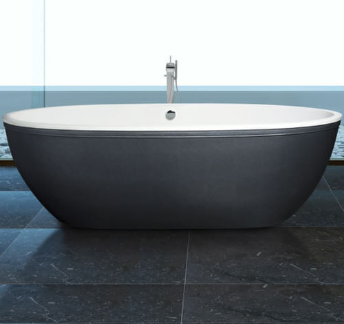 Ovale Badewanne - STONE ONE GRAINE DE CUIR - AQUAdesign - freistehend / Verbundwerkstoff / weiß