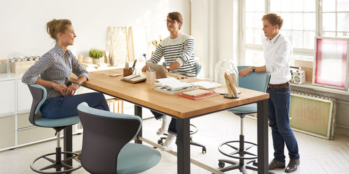 Moderner Arbeitstisch - TEMPTATION HIGH DESK - Sedus - Holz / Gestell aus Metall / rechteckig