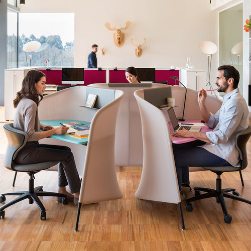 Schreibtisch für Open Space - SECRETAIR - Sedus - originelles Design / Holz / mit eingebauter Trennwand