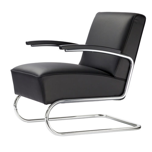 Moderner Sessel - S 411 - THONET - Stoff / Leder / Kuhfell