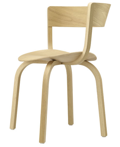 Moderner Restaurantstuhl - 404 - THONET - für den Innenraum / geformtes Sperrholz / Gestell aus Eiche