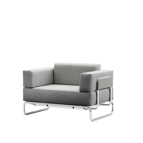 Moderner Sessel - S 5001/C001 - THONET - Stoff / Leder / Chromstahl
