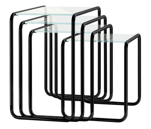 Bauhaus-Design-Satztisch - ALL SEASONS: B 9 - THONET - Holz / Glas / pulverbeschichteter Stahl