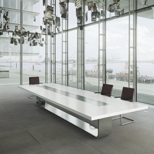 Moderner Besprechungstisch - S 8000 - THONET - Buche / Edelstahl / Gestell aus Stahl