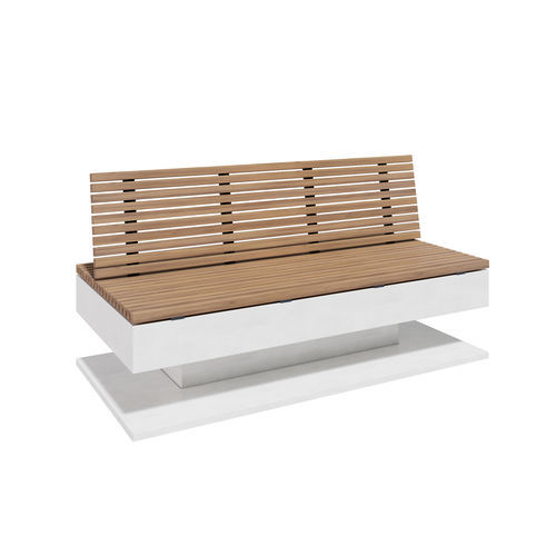 Bank für den öffentlichen Raum / minimalistisches Design - COLLECTIONS : PLANO CUBICA 2 MT - A Amop Synergies - Holz / Beton / mit Rückenlehne