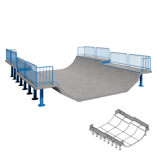 Mini Rampe / für Skatepark - 110-140 Wide - 01296 - A Amop Synergies - modulierbar / Stahlbeton / Fertigbeton