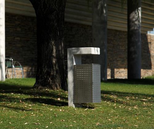 Park-Abfallbehälter - AM : PAPER BIN M - A Amop Synergies - Edelstahl / Beton / mit Deckel