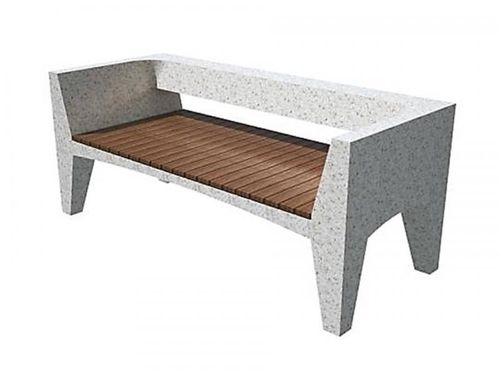 Moderne Bank für den öffentlichen Raum - LORD: Collective Chair - A Amop Synergies - Holz / Beton / mit Rückenlehne