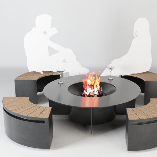 Garten-Feuerstelle / Gas - LOUNGE - TRAFORART - Holz / Bioethanol / Holz