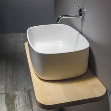 Aufsatzwaschbecken - EVLACOU - EVER Life Design - Buche / Edelstahl / Polyurethan