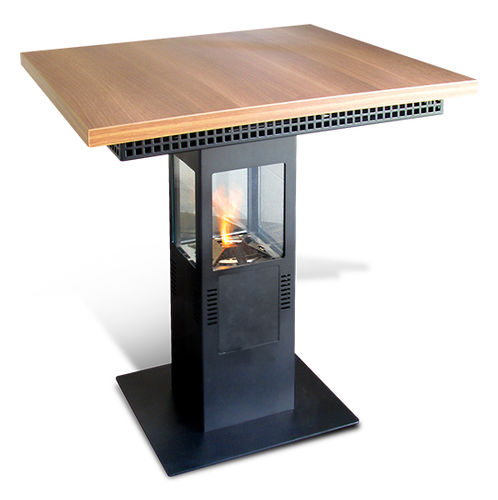 Moderner Stehtisch - STAR-TABLE©: 999  - direct cheminée - thermolackierter Stahl / rechteckig / mit Bioethanol-Brennkammer