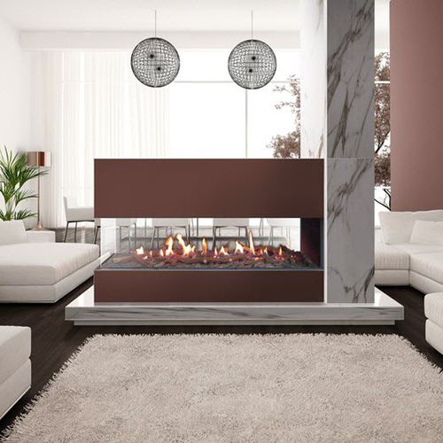 Geschlossene Feuerstelle / Gas - VENEZIA P  - ITALKERO - mit 3 Sichtseiten / Metall / Glas