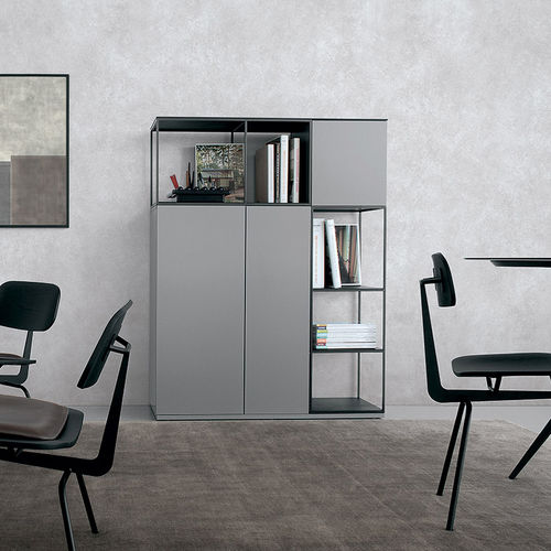 Hohes Sideboard - ATELIER  - extendo - modern / Eiche / pulverbeschichteter Stahl