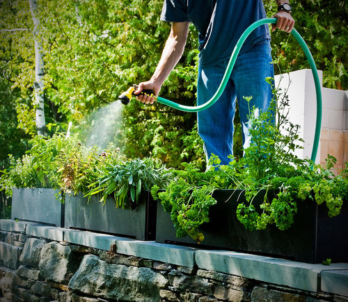 Recyclingkunststoff-Pflanzkübel - RECTANGLE PLANTER - Loll Designs - rechteckig / modern / für Hotels