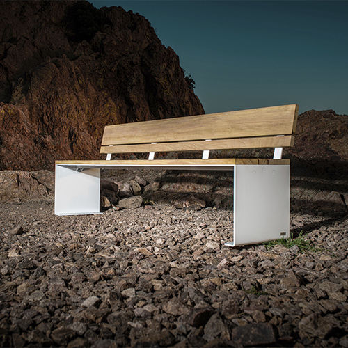 Moderne Bank für den öffentlichen Raum - PYSA - CYRIA | Mobilier Urbain - Holz / Stahl / thermolackierter Stahl