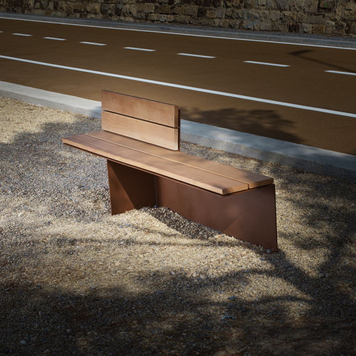 Moderne Gartenbank - MONSIEUR - CYRIA | Mobilier Urbain - Holz / Stahl / thermolackierter Stahl