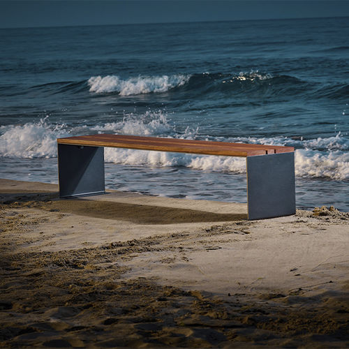Moderne Bank für den öffentlichen Raum - PYSA - CYRIA | Mobilier Urbain - Holz / Stahl / thermolackierter Stahl
