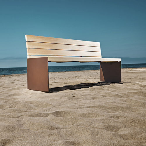 Moderne Gartenbank - ABSOLUT - CYRIA | Mobilier Urbain - Holz / Stahl / thermolackierter Stahl