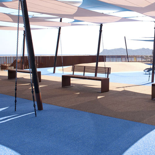 Moderne Gartenbank - MANTA - CYRIA | Mobilier Urbain - Holz / Stahl / thermolackierter Stahl