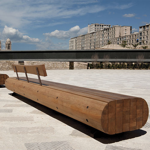 Moderne Gartenbank - MIGRATION  - CYRIA | Mobilier Urbain - Holz / mit Rückenlehne / ohne Armlehnen