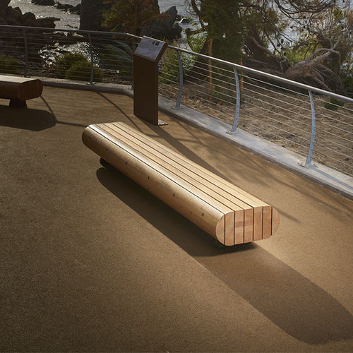 Moderne Gartenbank - MIGRATION - CYRIA | Mobilier Urbain - Holz / ohne Rückenlehne / ohne Armlehnen