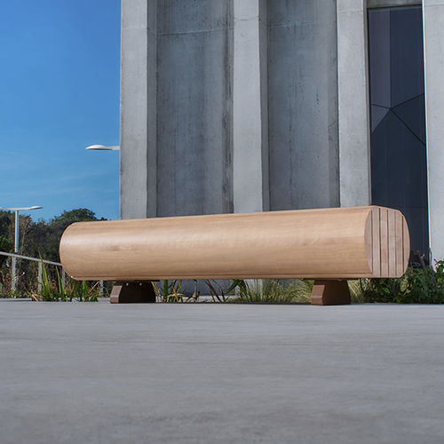 Moderne Gartenbank - MIGRATION - CYRIA | Mobilier Urbain - Holz / thermolackierter Stahl / ohne Rückenlehne