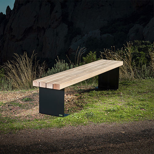 Moderne Gartenbank - MIGRATION - CYRIA | Mobilier Urbain - Holz / Stahl / thermolackierter Stahl